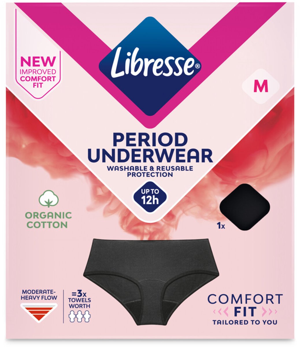 Bol.com Libresse Menstruatie Ondergoed Wasbaar - zwart biologisch katoen - Medium aanbieding