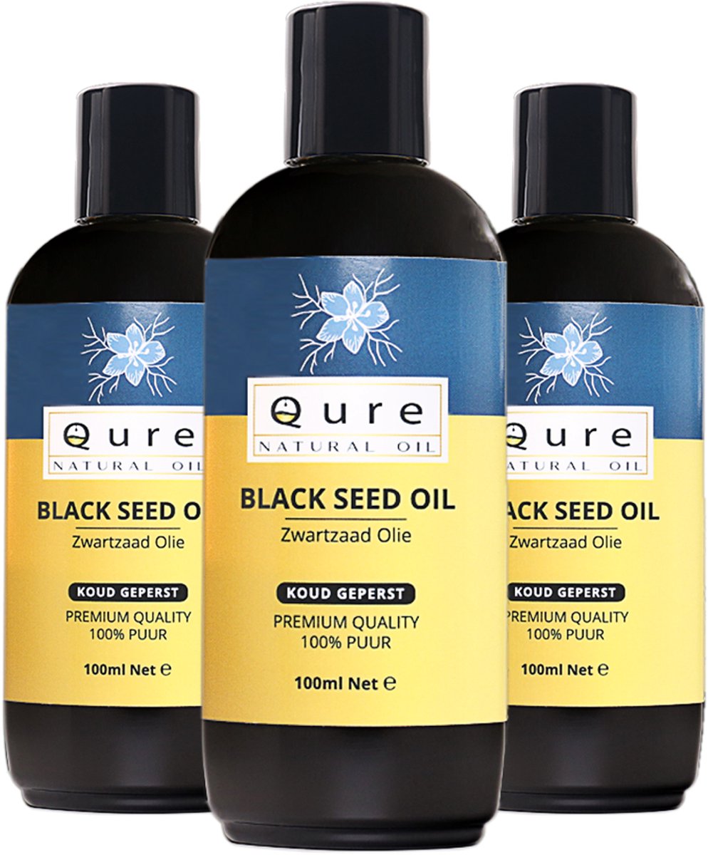 Black Seed Oil 3x100ml | 100% Puur & Onbewerkt | Food Grade | Zwartzaadolie | Zwarte Zaad Olie | Zwarte Komijnolie | Nigella Sativa Olie