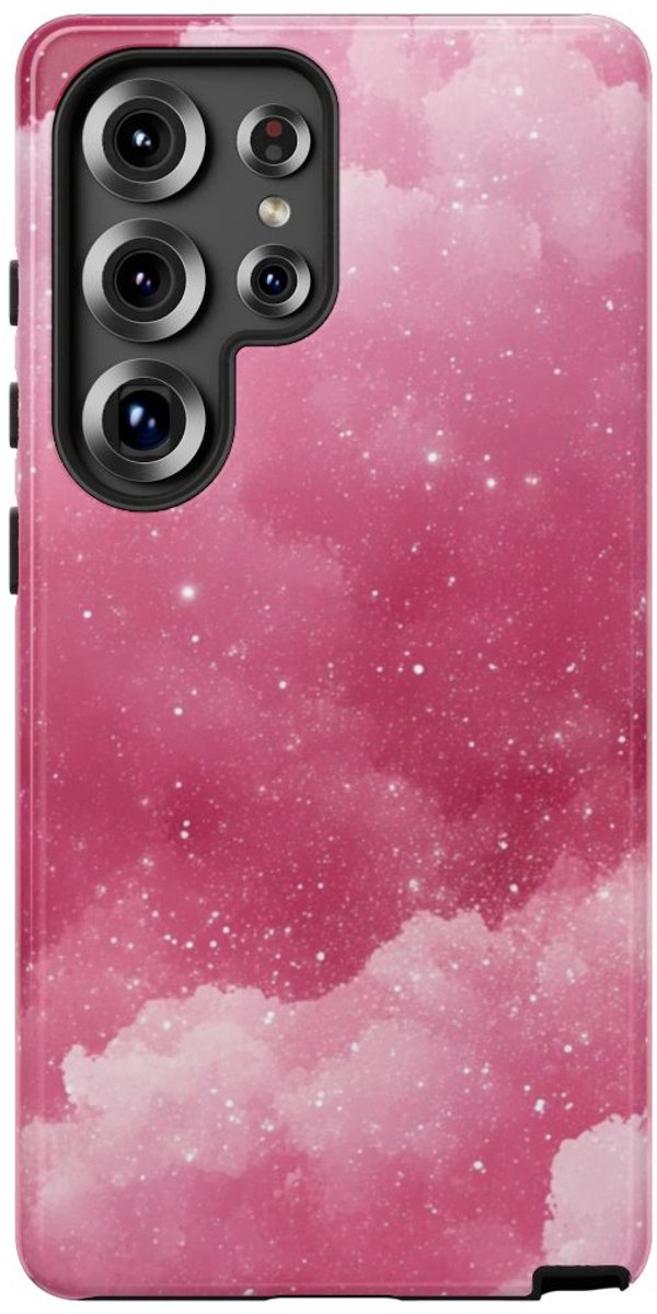 Roze Glitterwolkenstructuur – Telefoonhoesje Geschikt voor Samsung Galaxy S25 Ultra