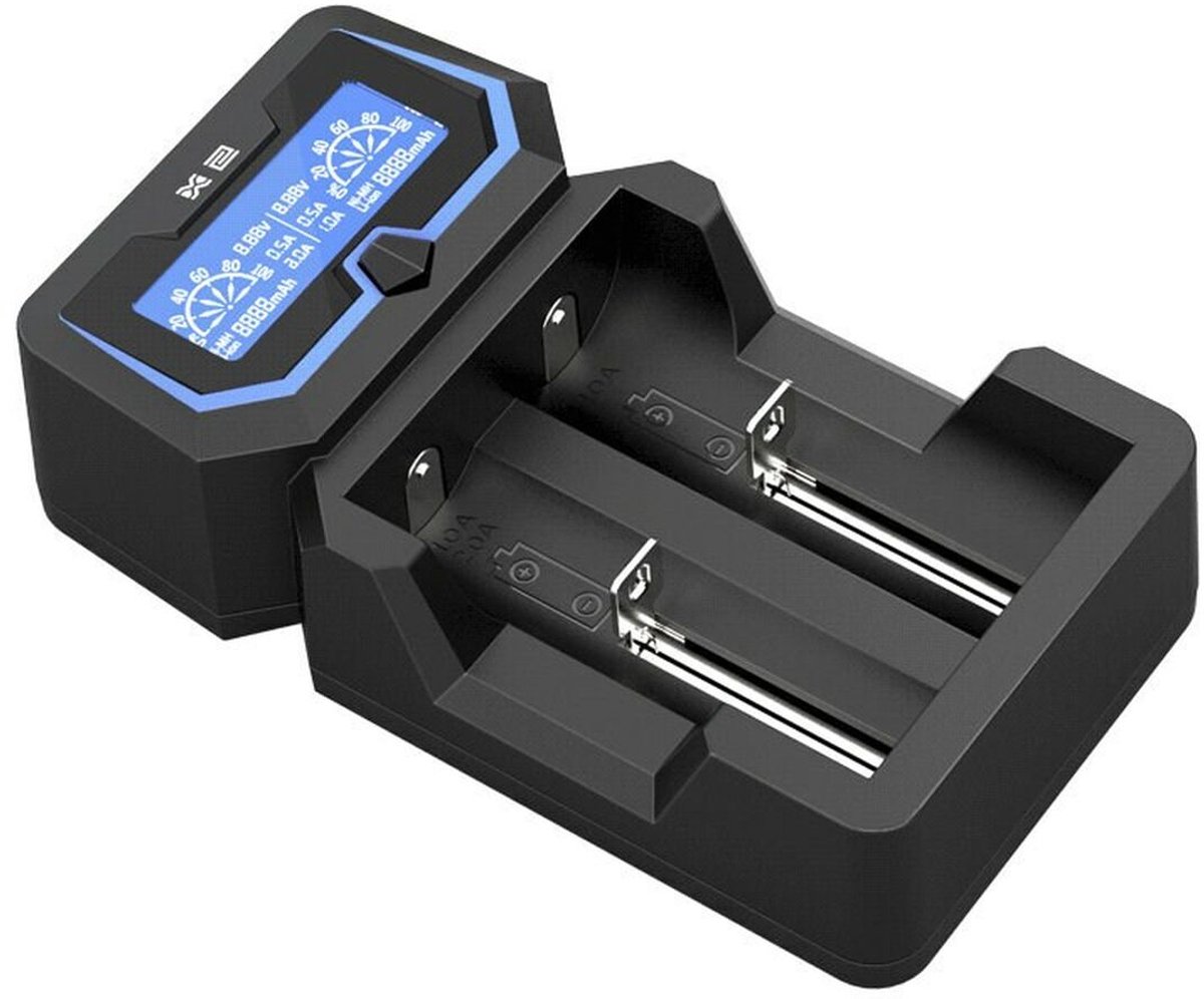 X2 Intelligente Batterijlader voor 18650, 21700 en Ni-MH - 2A Snelladen - LCD Display