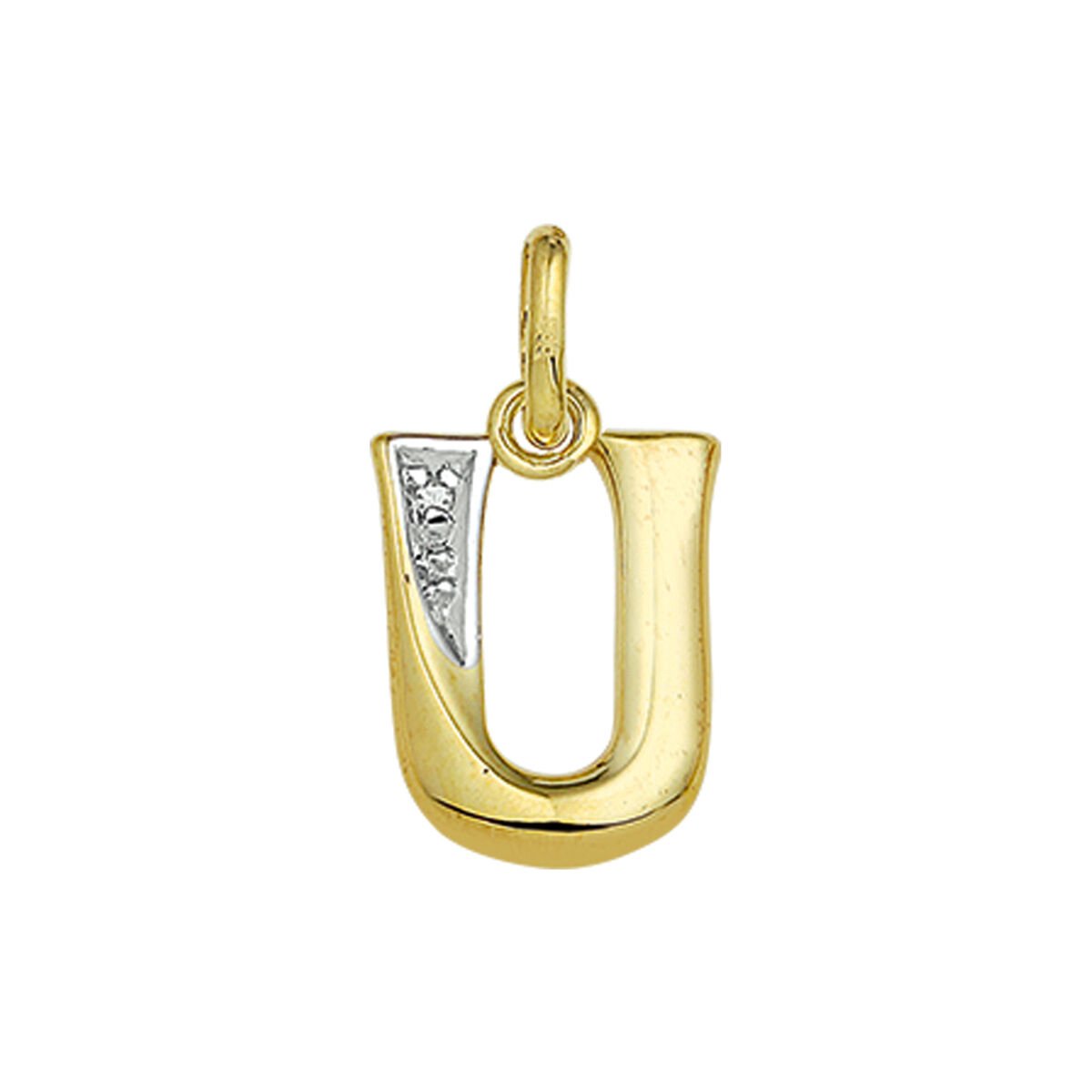 Goud Hanger Letter U Diamant 14 karaats