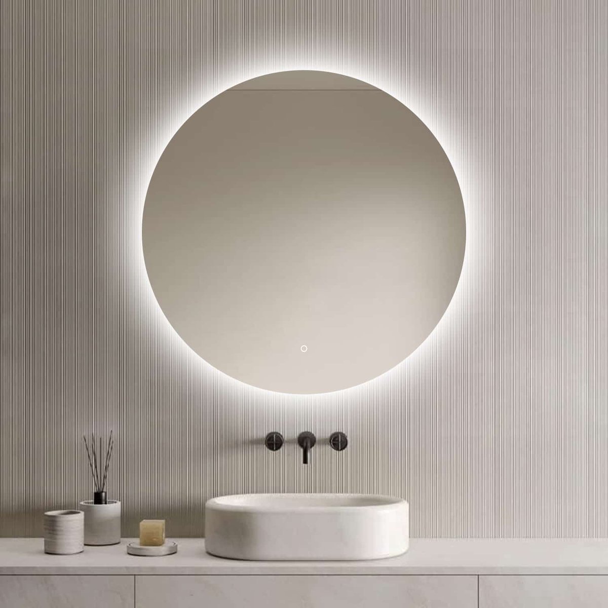 Loxa - Ronde Badkamerspiegel Lena met Led 100cm - Dimbaar - Condensvrij vlak - Duurzame kwaliteit - Eenvoudige installatie