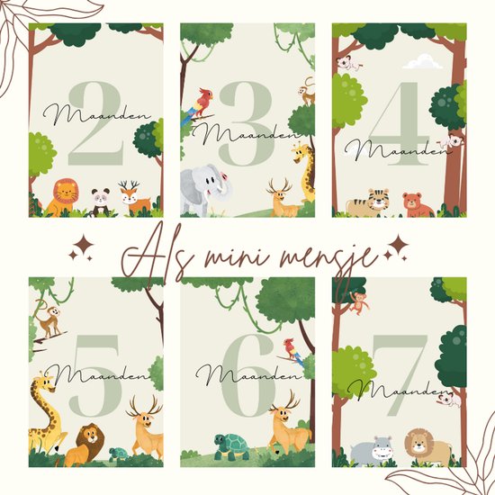 Mijlpaarkaarten Baby - XL set van 38 a5 kaarten - Jungle thema - Kraamcadeau - Babyshower cadeau — afbeelding 4