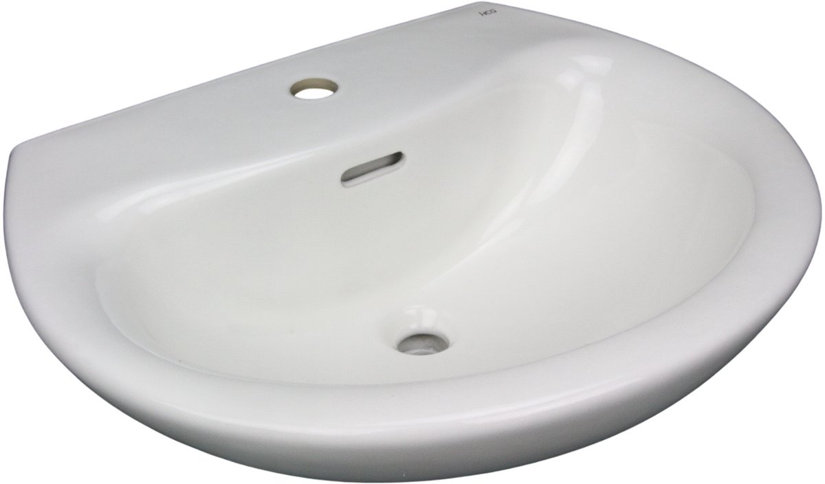 Wasbak wit keramiek rond/ovaal (HCG L330S) (F358)