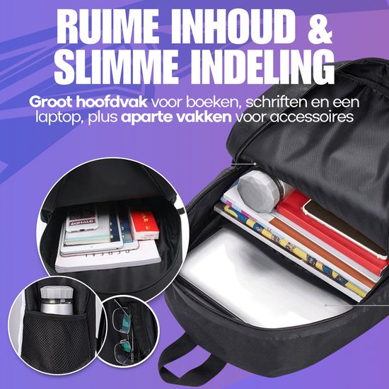 Cadeautip Tiener Wednesday Schoolrugzak Voor Meisjes – 37x29 Cm – Met Waterflesvak – Officiële Merchandise – Gothic Design Rugzak Met Waterflesvak