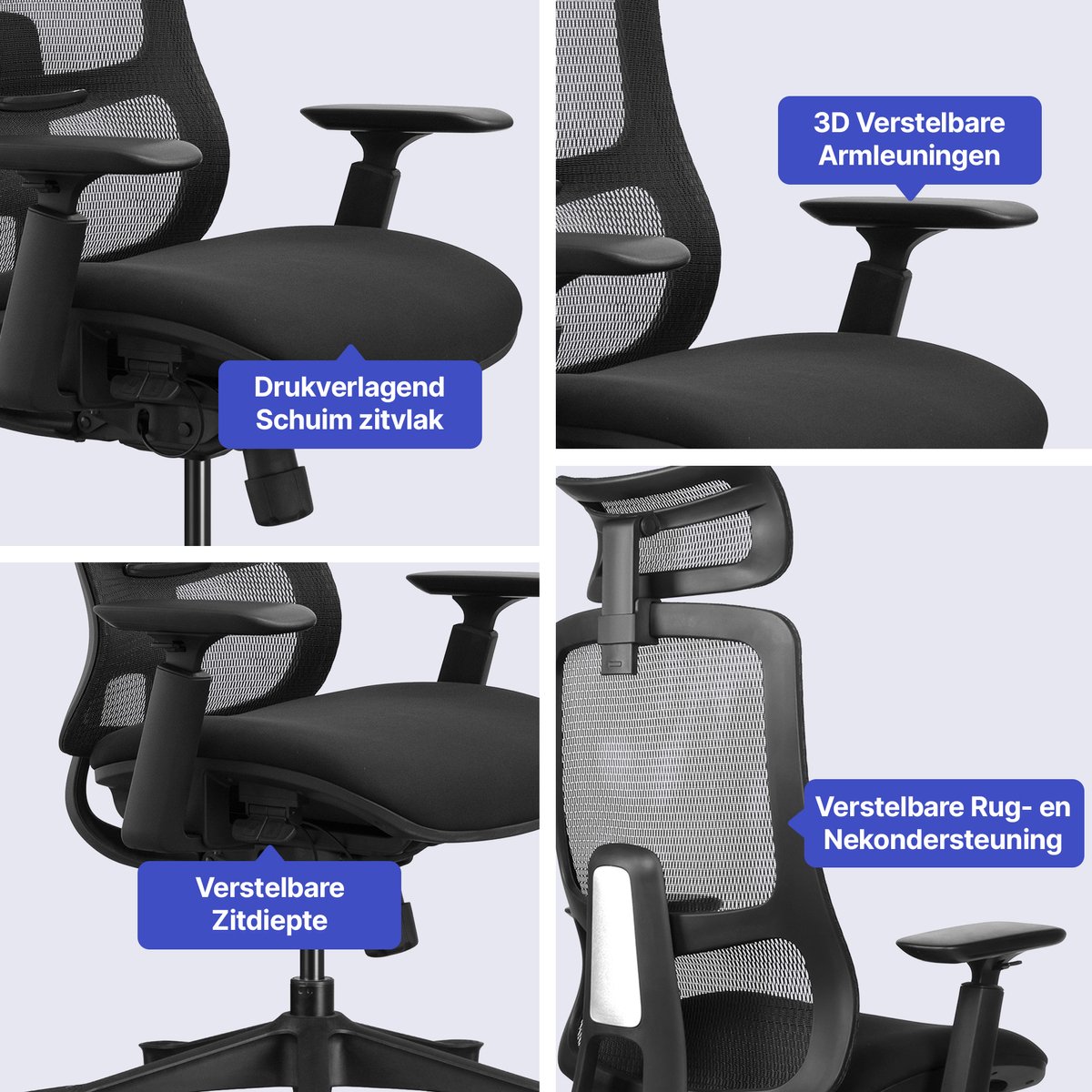 Stane Ergonomische Bureaustoel - Mesh & 3D Armleuningen thumbnail 3