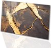 Abstract met gouden accenten - Kintsugi glasschilderijen - Wanddecoratie glas barsten - Goud - Acrylaat - Schilderijen op glasplaat - acrylglas 120x80 cm