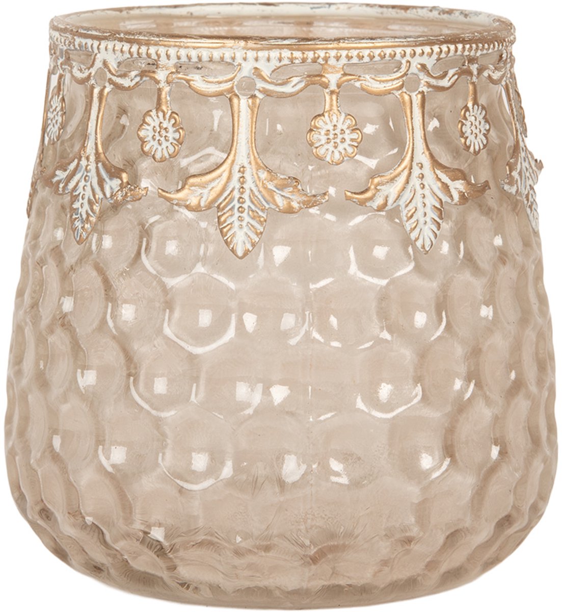 Clayre & Eef Waxinelichthouder Ø 10x10 cm Roze Glas