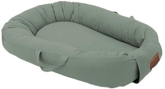 Mordesign - Deluxe Babynestje - Green (Groen) - Babynest met Handvaten, Koordjes & Klittenband - Newborn Nest - 100% Katoen - Vanaf 0 Maanden