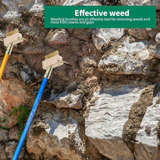 Inovra Plus - Voegenborstel en onkruidborstel voor tuin en terrasranden met staalborstel en voegkrabber
