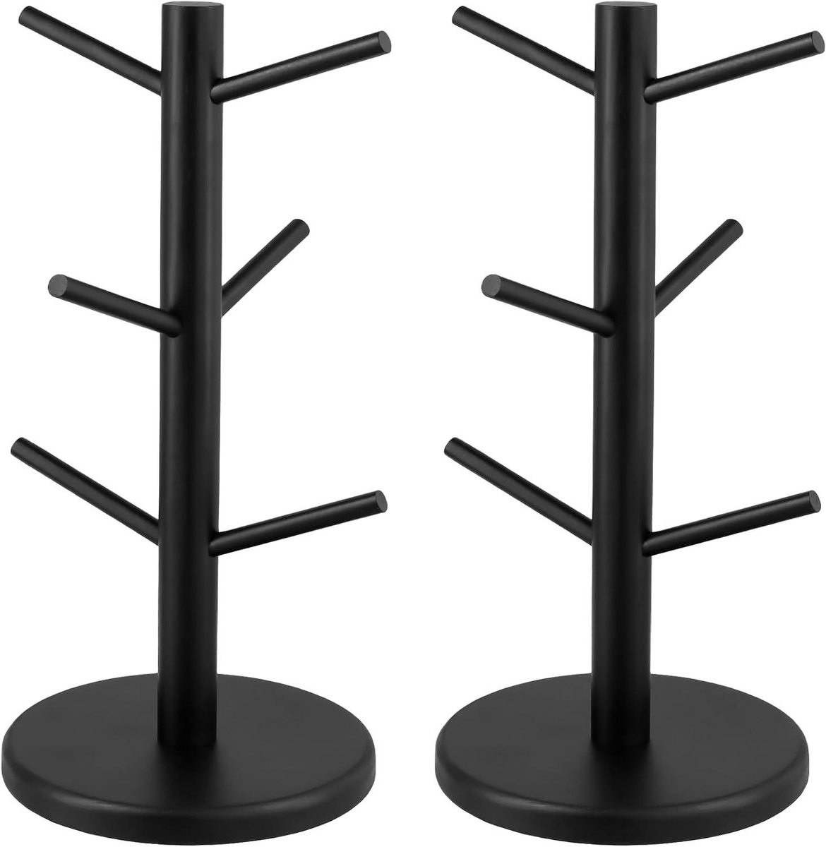 Inovra Plus - Houten Mok Boom 6 Mokken Bekerhouder - Zwarte Mok Houders - Opslag Organizer Stand voor Tafelblad - Cup Sieraden Sleutels Horloges - Set van 2 Stuks