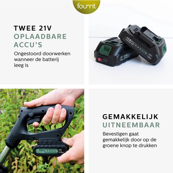 Mardin Kantenmaaier - Grastrimmer - Bosmaaier - Incl. 2 accu's en lader - Zwart van Merkloos	 — afbeelding 2