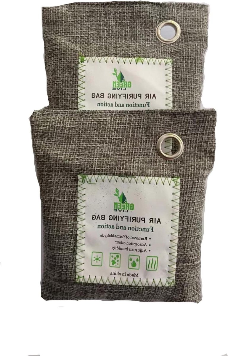 Allecto Plus - Luchtreiniger met 2 zakken van 100 g natuurlijke geurverwijderaar voor auto en thuis. Luchtverfrisser voor schoenen, keuken, badkamer, koelkast en kantoor, met vochtabsorberende eigenschappen.