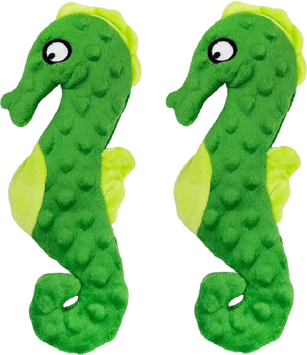 VEDIC® – Zeepaardje Groen Honden Knuffel – Piepspeelgoed – 2 Stuks – Geen pluche vulling – 26CM