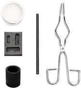 Allecto Plus - Kroezenset voor goud, zilver en koper - Smeltoven voor non-ferrometalen - 5 stuks set met grafiet gietvorm - Ingot-fakkel met smeltkroes - Ideaal voor edelsmidwerk (A)