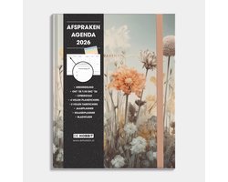 Hobbit - Afsprakenagenda 2026 - A5+ (23 x 18,5 cm) - Tijdindeling per uur - Zakelijke Agenda - 1 week op 2 pagina's - Harde Kaft - Veldbloemen