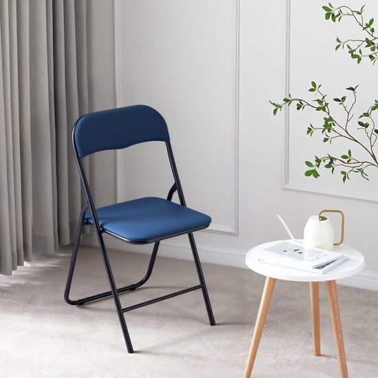 BARDI Set de 2 - Chaise pliante - Chaise pliante - Chaise pliable - Confortable et légère - Charge maximale 100 kg - 43 x 38 x 87 cm - PVC - Chaise de salle à manger - Blauw