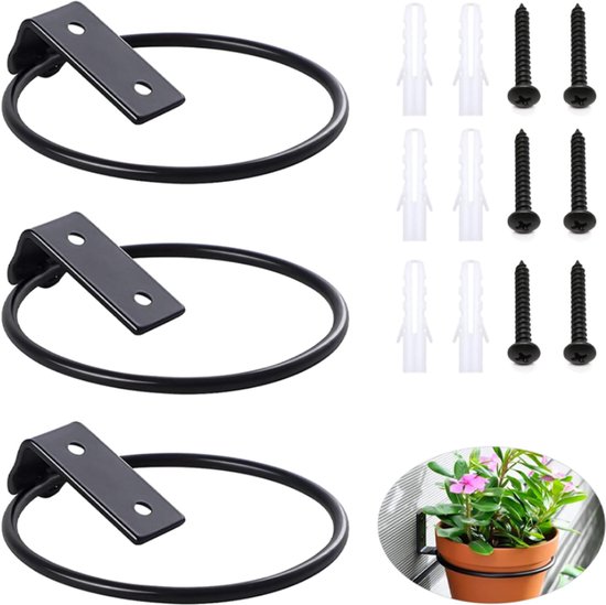Hangende plantenbeugel Wandmontage ijzeren plantenhanger Hangende beugel Wandlantaarns Bloemhaak voor huis Tuindecoratie 25 * 21cm (wit