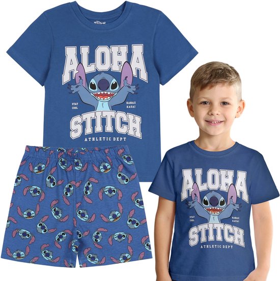 Pyjama deux pièces à manches courtes en coton Disney Stitch pour