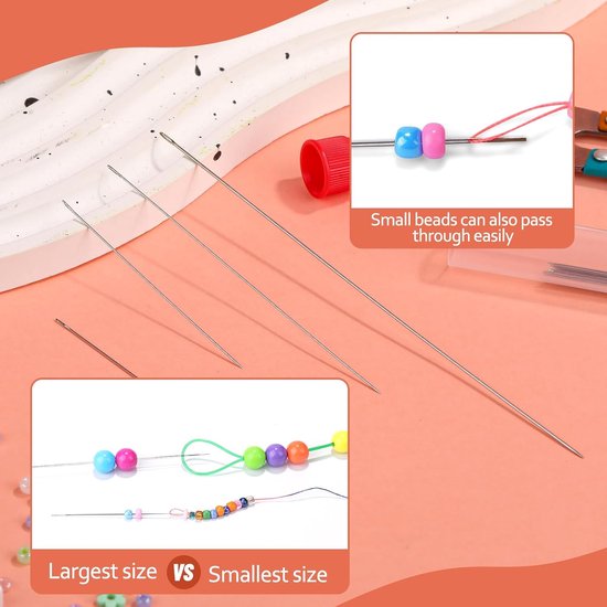 Lot De 47 Perles Et Aiguilles Pour Perles De Rocaille, 6-5 Tailles