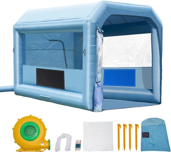 Opblaasbare Spuitcabine – 3,9 X 3,9 X 2,7 M, 750 W-Ventilator, met Filtering voor Het Spuiten van Auto'S en Fietsen — afbeelding 2