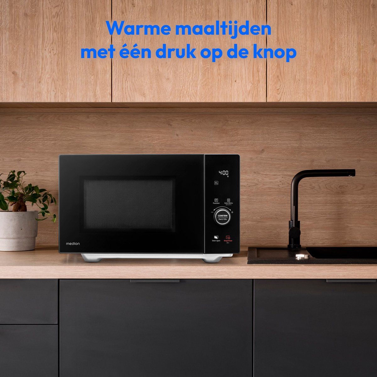 MEDION magnetron met grill en heteluchtfunctie (25 liter, 900 watt, 1100 watt bovengrill & 500 watt ondergrill, 2100 watt heteluchtfunctie, 11 programma's, 10 vermogensniveaus, roestvrij staal, MD1204 — afbeelding 4