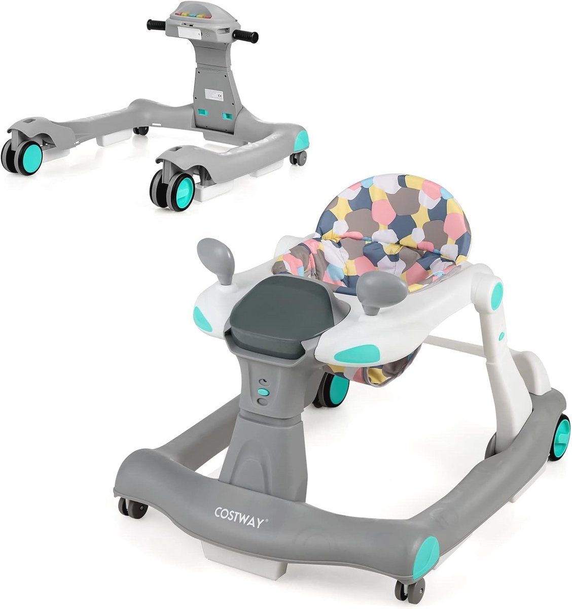 Image of 2-in-1 opvouwbare loophulp voor baby's met hoogteverstelling, muziek en licht – Loopwagen voor kinderen van 6-18 maanden