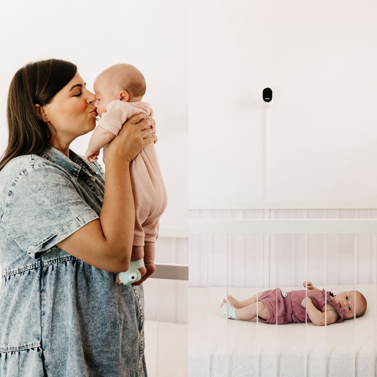 Afbeelding 2 van Owlet - Cam 2 & Dream Sock bundel - Slimme babymonitor met hartslag- en zuurstoftracking, Camera HD-video - Bedtime Blue
