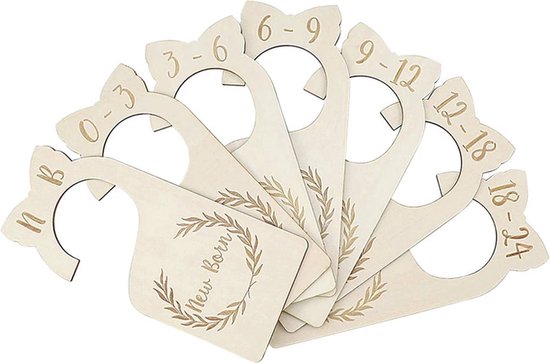 Babykastverdeler, babykast-organizer, 8 stuks schattige houten kinderkamerkast-organizer, kinderkamer-kleerhangers, scheidingswanden voor - en meisjeskasten, baby's tot 24 maanden