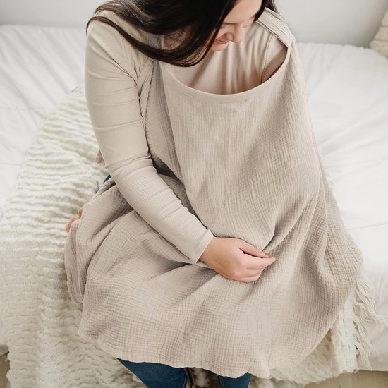 Verpleegdoek - Babyvoedingsmousseline - Verpleeghoes - 75*95cm - Ademend - Katoenen Verpleeghoes - Verpleegsjaal - Voor Moeder Verpleegschort - Multifunctionele Autostoelkap (Khaki) van Gumii. — afbeelding 2