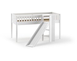 Vipack Halfhoogslaper Scott met glijbaan - 90 x 200 cm - wit
