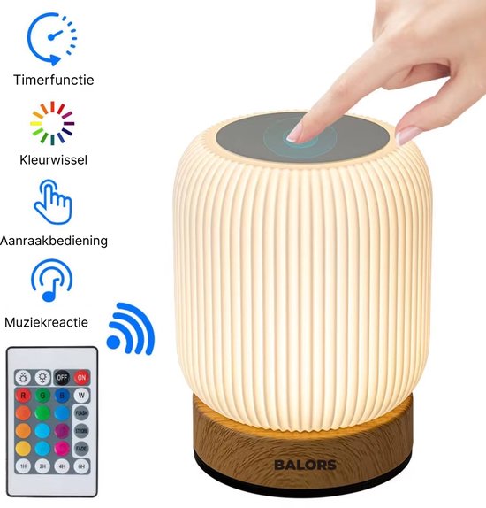 BALORS® Nachtlampje - Nachtlampje kinderen, volwassenen & baby - tafellamp - Nachtlampje met afstandsbediening - Bedlamp - Nachtlampje stopcontact - dimbaar - touch control - Bureaulamp - Leeslampje - Tafellamp slaapkamer - Nachtlampjes