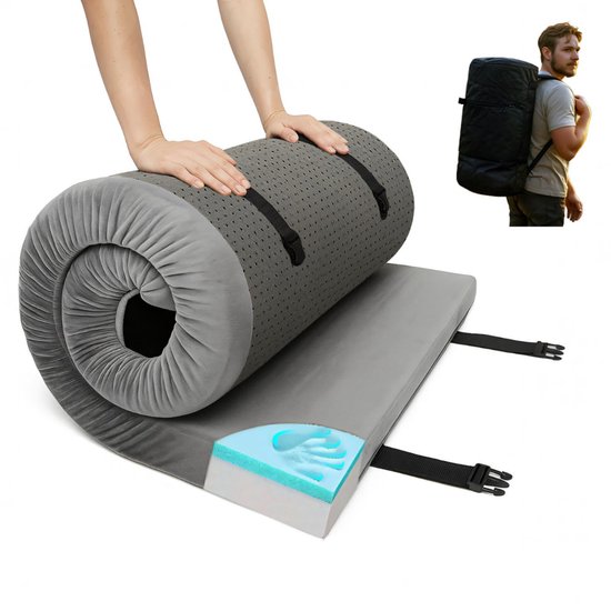 Foamey Premium Slaapmat – Luxe Traagschuim Camping Matras – Voor Kamperen & Logeren – Incl. Draagtas – Waterafstotend – 1 persoons – 191cm x 76cm x 7.6cm