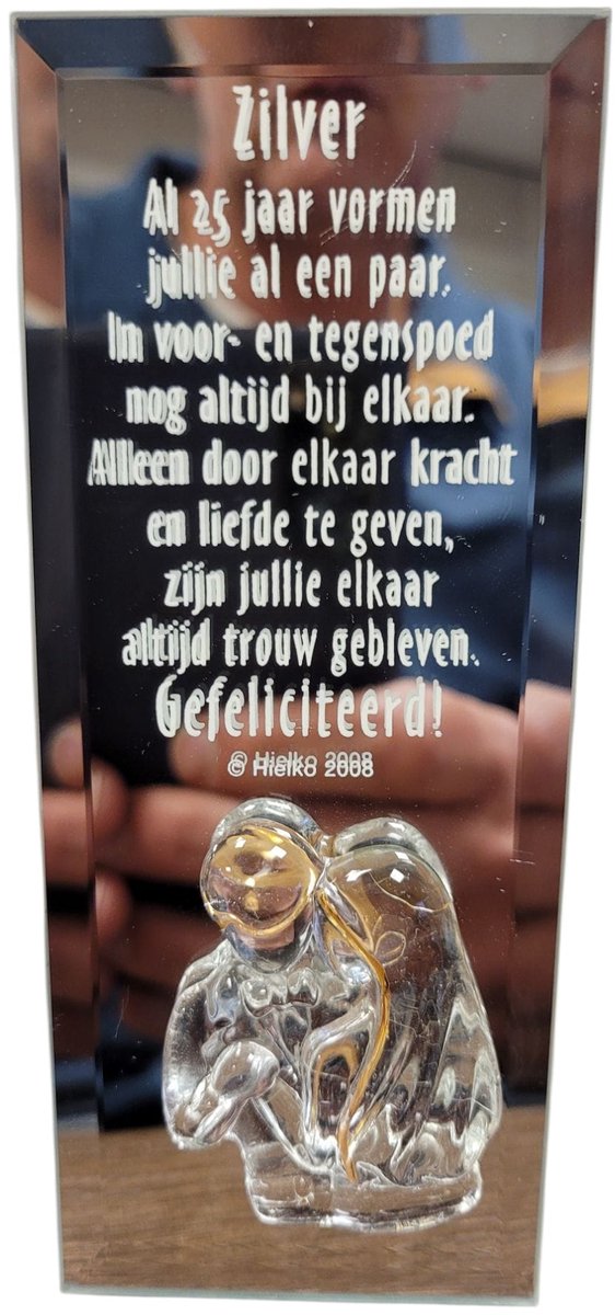 Spiegel met gedicht Zilveren bruiloft, kado met gedicht, emotie, trouwkado, huwelijkskado