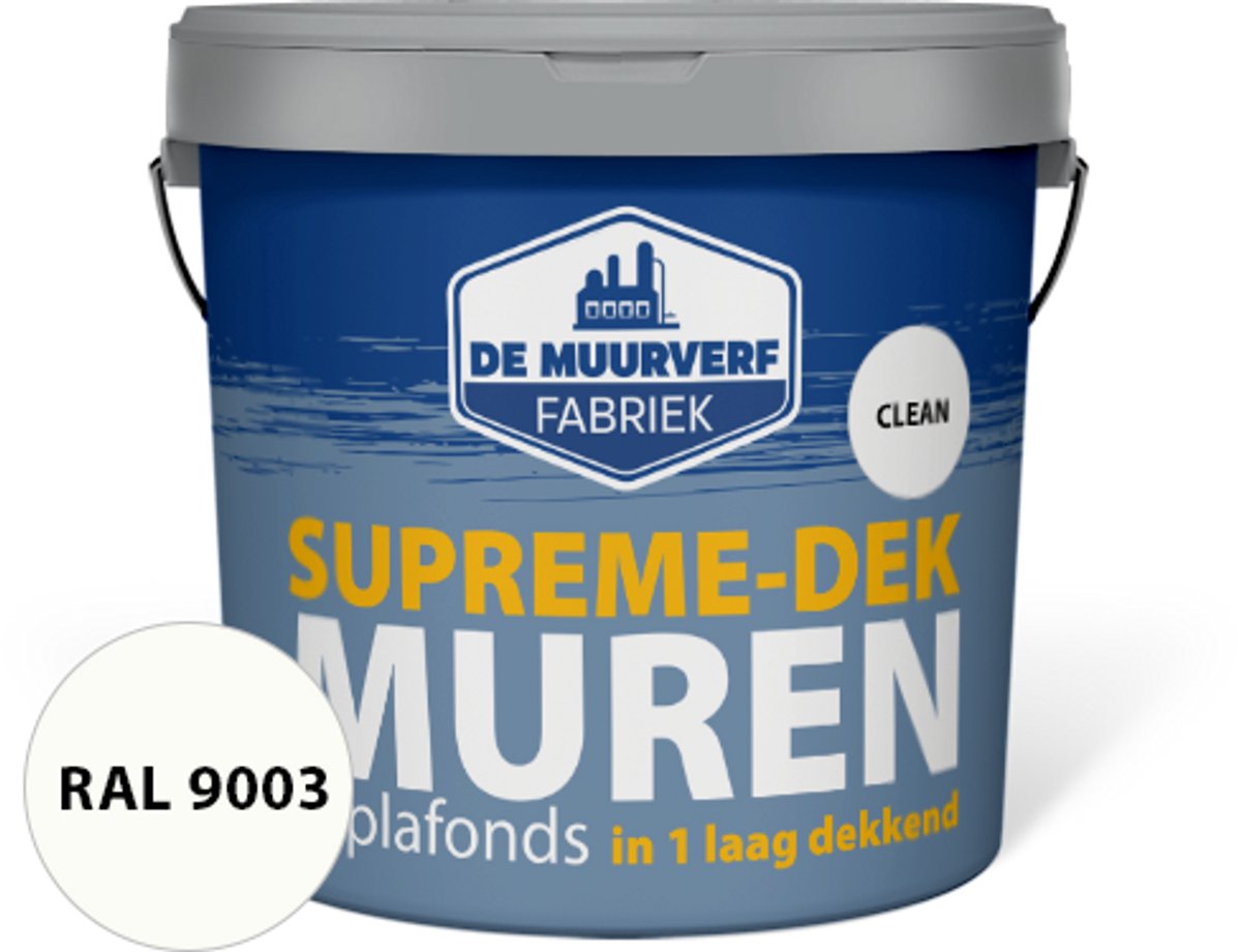 Supreme-dek Clean | RAL 9003 | 10 liter | DE MUURVERFFABRIEK