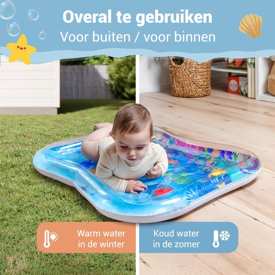 Mallie® Blauw Watermat XXL Baby BPA-vrij 95 x 75 cm I Perfect tummy ...