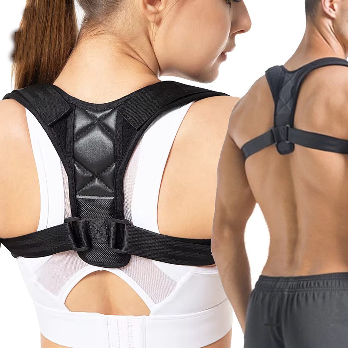 CUBEXCOM® Rugbrace Postuur Corrector, Maat L, Houding Rug Corrector, Houdings Correctie, Rugband, Comfortabele Ondersteuning Voor Wervelkolom Schouder En Rug, Rugsteun Voor Een Betere Lichaamshouding Voor Dames En Heren