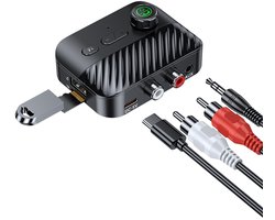 Bluetooth 5.3 Audio Multi connect Transmitter & Receiver met Digitaal Display - zender en ontvanger - 3.5mm AUX/RCA/Coax/USB/TF/SD stereo Player Ondersteuning - zwart