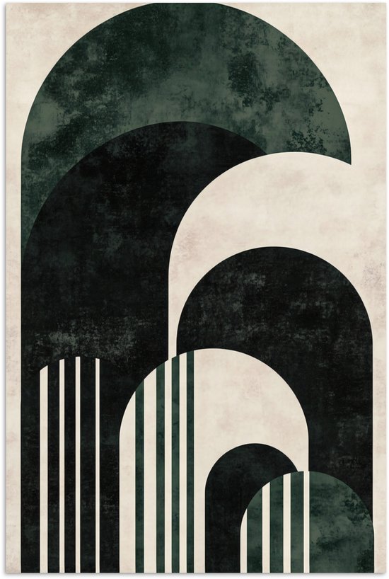 Affiche 40x60 cm - Arches - Vert foncé - Lignes - Posters - Décoration chambre - Décoration murale salon - Décoration murale chambre