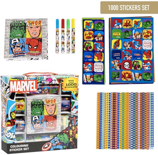 Coffret d'autocollants Avengers pour enfants – 1 000 Autocollants – Loisirs créatifs pour Filles et Garçons