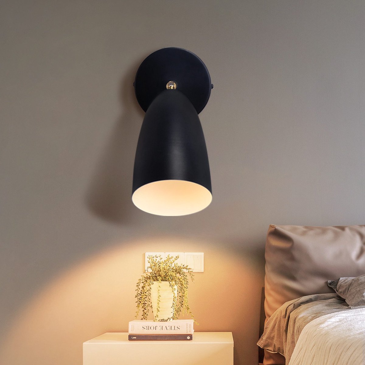 NETTLIFE Wandlamp Binnen - GU10 Fitting - Zwart - Draaibaar Slaapkamerlamp - Modern Hal Wandspot - Metaal - voor Woonkamer | Keuken | Trappenhuis - Zonder Lamp