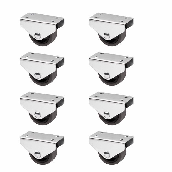 SOTECH Set de 8 roulettes d'armoire PASSAU (Ø 40 mm, pour montage sous meuble, gris foncé) Roulette fixe, silencieuse et respectueuse du sol, idéale pour les armoires de lit et les tiroirs de sol