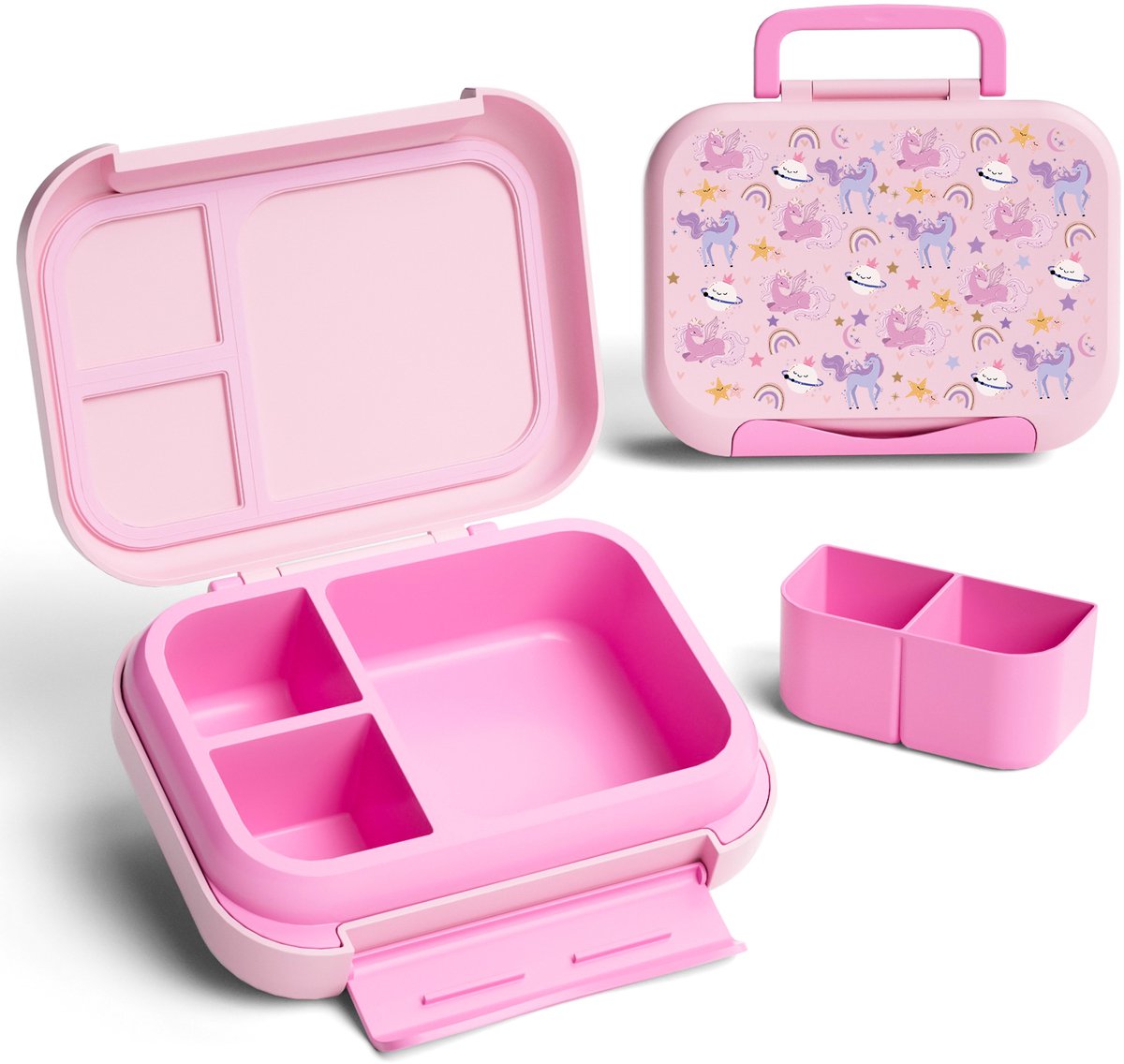 BentOH! Bento Box en Brooddoos 2-in-1 voor Kinderen - Eenhoorn - Lekvrij & BPA-vrij – Met 3 Uitneembare Vakken – Magnetron-, Vriezer- & Vaatwasser bestendig — afbeelding 6