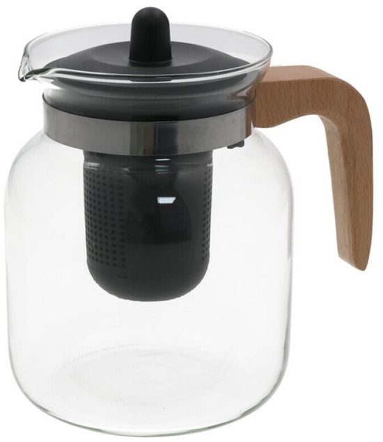 Théière Gerimport avec filtre - verre - avec couvercle - transparente - 1500 ml - 12 x 17 cm
