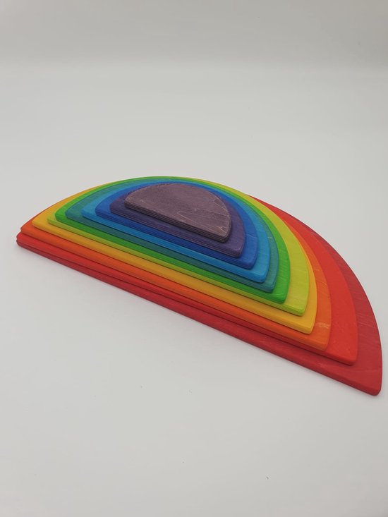 Houten regenboog schijven - Regenboogkleuren - 11 stuks - Open einde speelgoed - Educatief montessori speelgoed van Houten — afbeelding 5