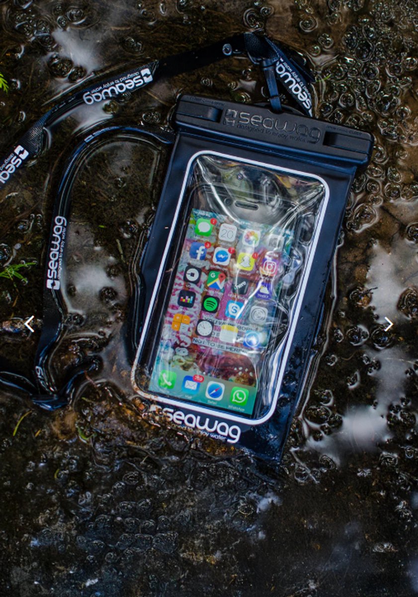 "SEAWAG waterdicht telefoonhoesje met koord - 7"" max scherm - zwart paars"