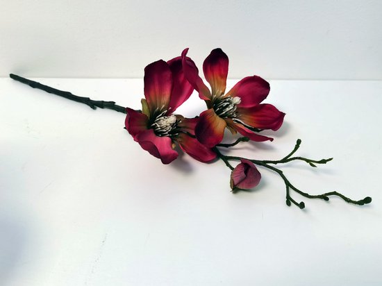 Magnolia - Branche - Décoration - Branche fleurie - Plastique - Rouge - 50 cm - Pure