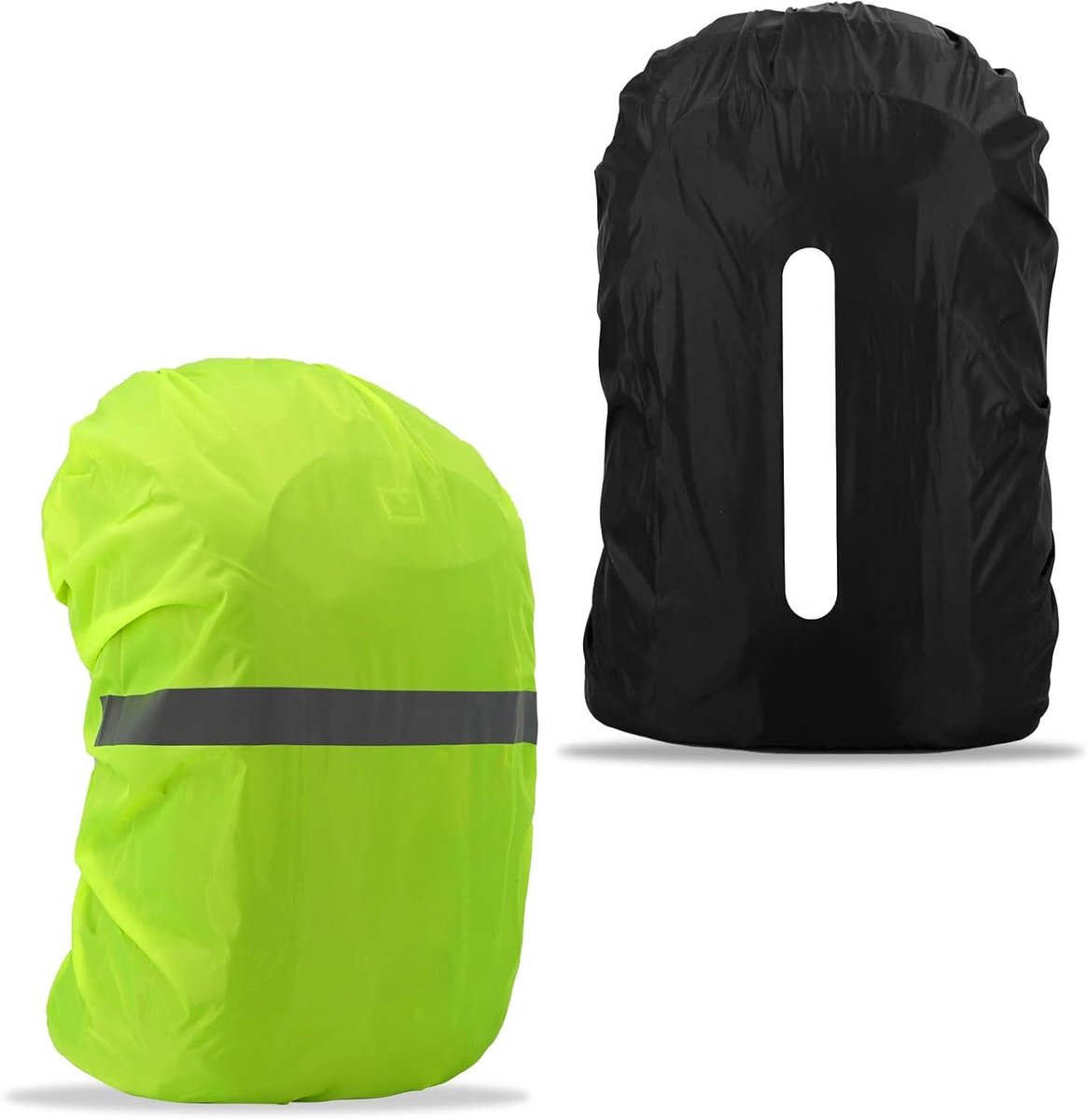 Allecto Plus - Regenhoes voor rugzak (18 - 30 liter) - 2 stuks - Waterdicht - Reflecterend - Wandelen - Fietsen - Reizen - Zwart-groen - Ideaal voor Outdoor Activiteiten