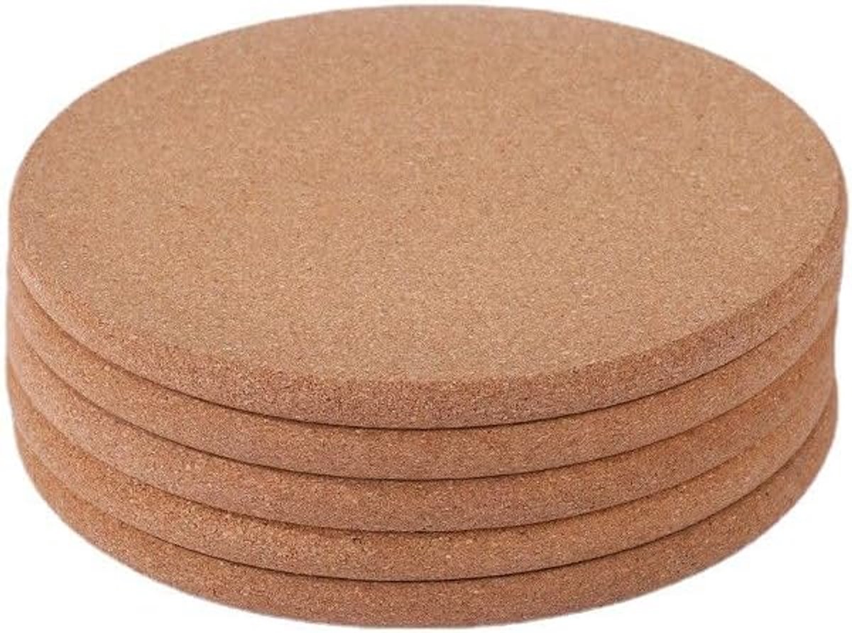 Kurk onderzetterset - multifunctioneel - 6 stuks - 7,5 inch