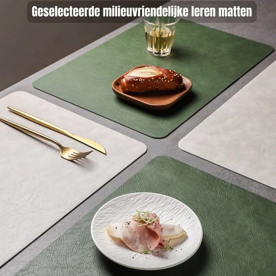 Placemats - Set van 6 - Kunstleer marmer - Rond - 38 x 38 c